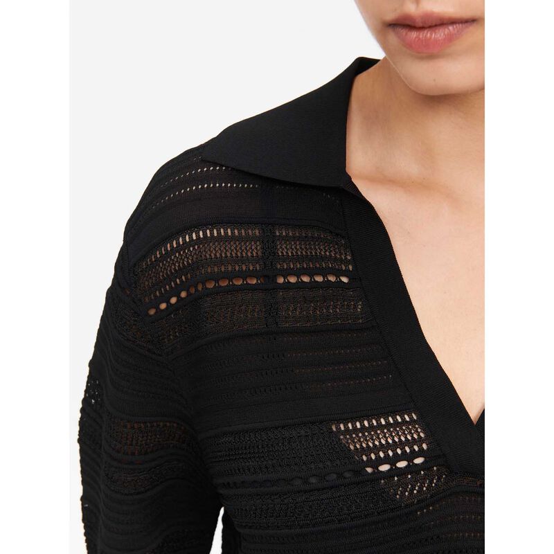 Veronika Maine Pointelle Polo Knit Shirt image number 6